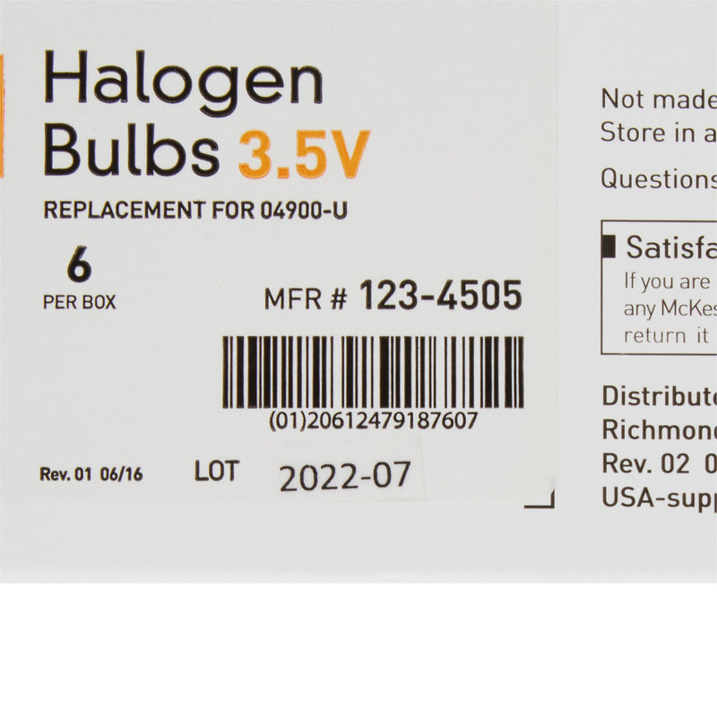 McKesson Halogen Lamp Bulb For Ophthalmoscope -Box of 6 McKesson Halogen Lamp Bulb For Ophthalmoscope -Box of 6