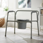 McKesson Fixed Arm Steel Folding Commode Chair, 15½ – 22 Inch -Each McKesson Fixed Arm Steel Folding Commode Chair, 15½ – 22 Inch -Each