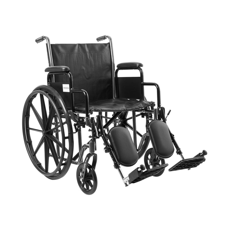 McKesson Dual Axle Wheelchair with Desk Length Arm Swing-Away Elevating Legrest, 20 Inch Seat Width -Each McKesson Dual Axle Wheelchair with Desk Length Arm Swing-Away Elevating Legrest, 20 Inch Seat Width -Each