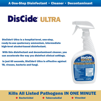 DisCide Ultra Quaternary Based Surface Disinfectant Cleaner, 1 qt. -Each DisCide Ultra Quaternary Based Surface Disinfectant Cleaner, 1 qt. -Each