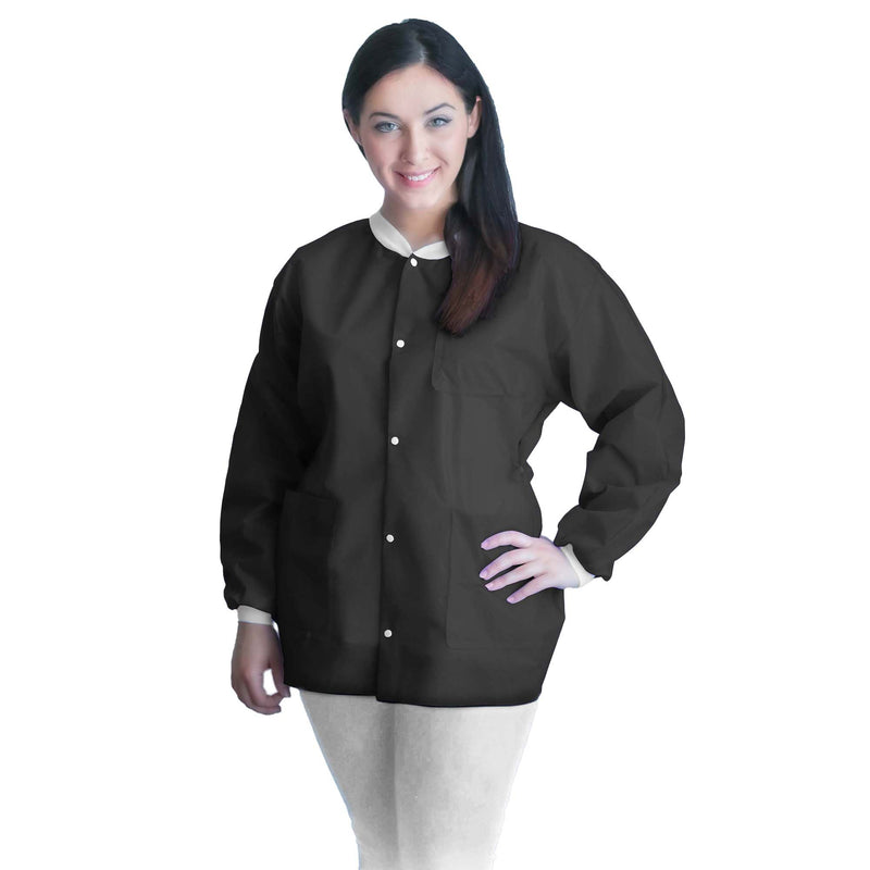 Lab Jacket FitMe Hip Length, Black, Medium -Case of 50 Lab Jacket FitMe Hip Length, Black, Medium -Case of 50