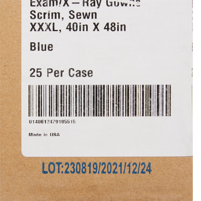McKesson Patient Exam Gown, 3X-Large, Blue -Case of 25 McKesson Patient Exam Gown, 3X-Large, Blue -Case of 25