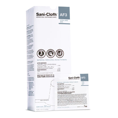 Sani-Cloth AF3 Surface Disinfectant Cleaner Wipes, X-Large Individual Packet -Box of 50 Sani-Cloth AF3 Surface Disinfectant Cleaner Wipes, X-Large Individual Packet -Box of 50