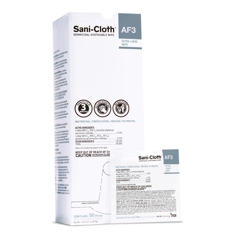 Sani-Cloth AF3 Surface Disinfectant Cleaner Wipes, X-Large Individual Packet -Box of 50 Sani-Cloth AF3 Surface Disinfectant Cleaner Wipes, X-Large Individual Packet -Box of 50