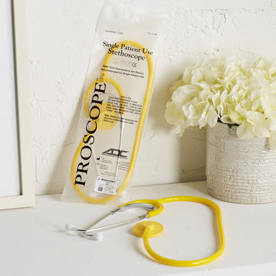 Proscope Disposable Stethoscope, Binaural, Yellow, 22" -Case of 50 Proscope Disposable Stethoscope, Binaural, Yellow, 22" -Case of 50