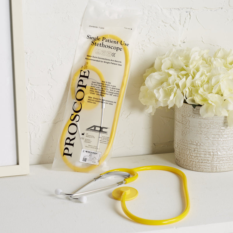 Proscope Disposable Stethoscope, Binaural, Yellow, 22" -Case of 50 Proscope Disposable Stethoscope, Binaural, Yellow, 22" -Case of 50