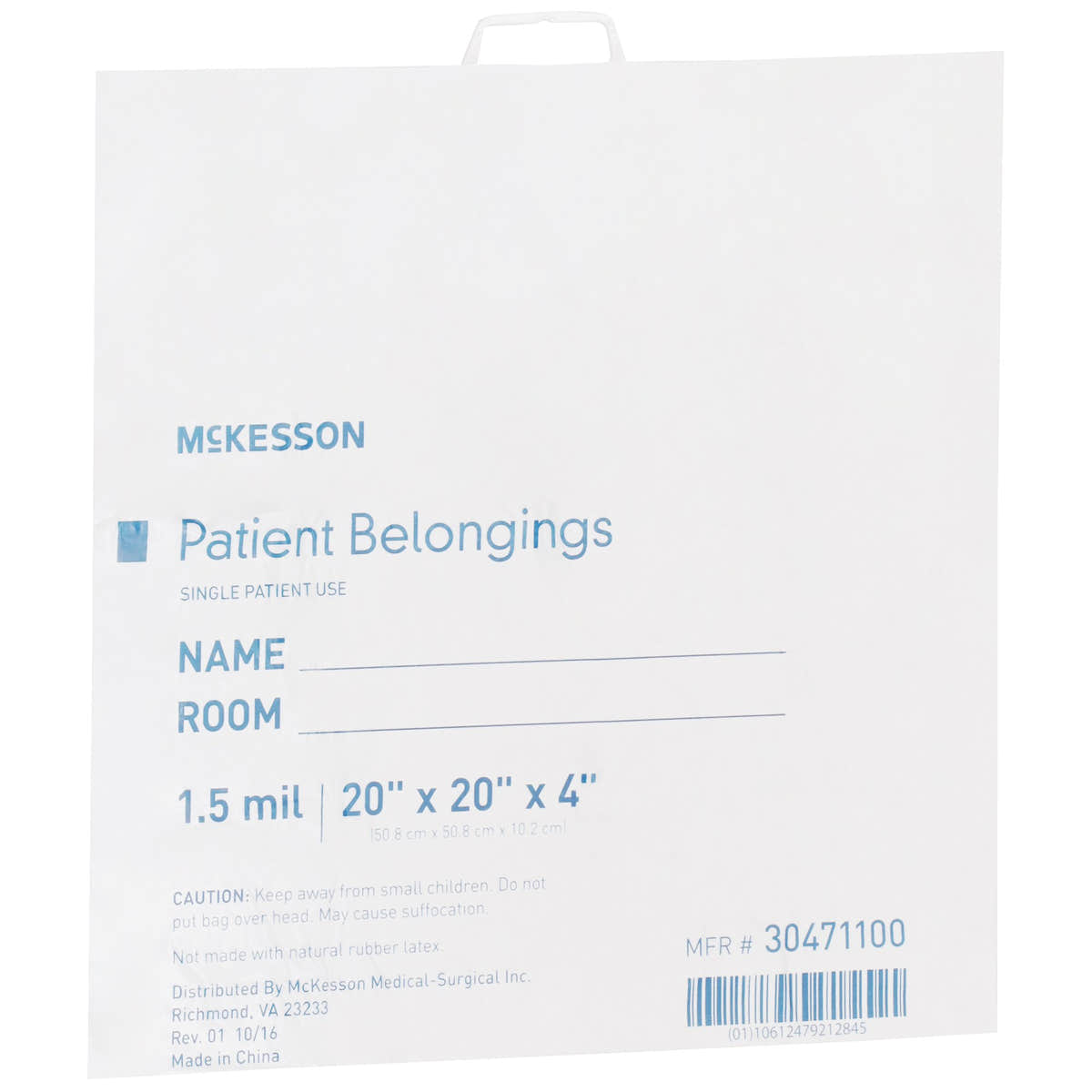 McKesson Patient Belongings Bag With Snap Closure -Case of 250 McKesson Patient Belongings Bag With Snap Closure -Case of 250