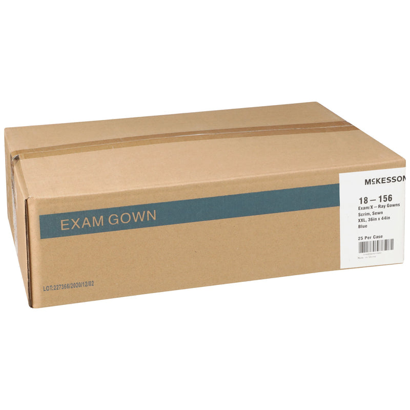McKesson Patient Exam Gown, 2X-Large, Blue -Case of 25 McKesson Patient Exam Gown, 2X-Large, Blue -Case of 25