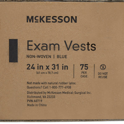 Mckesson Front Opening Exam Vest, Blue -Case of 75 Mckesson Front Opening Exam Vest, Blue -Case of 75
