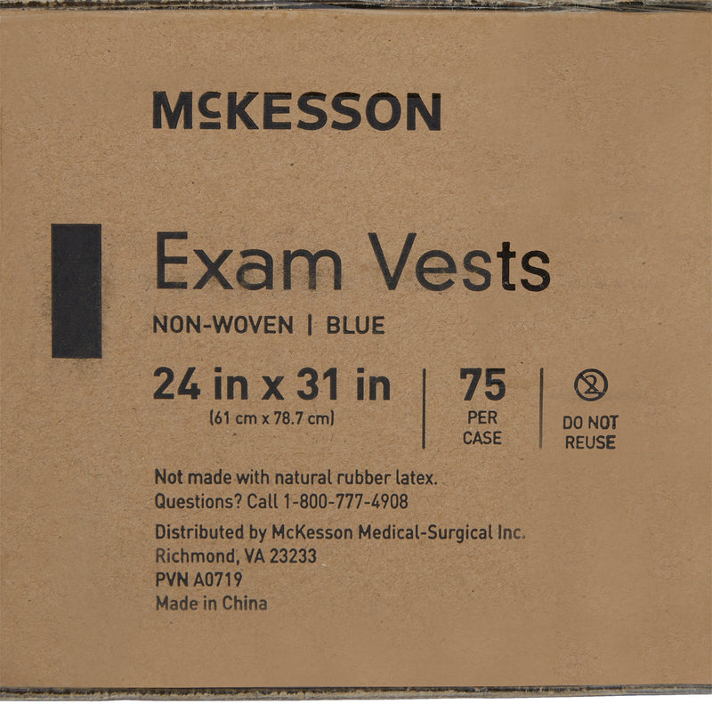 Mckesson Front Opening Exam Vest, Blue -Case of 75 Mckesson Front Opening Exam Vest, Blue -Case of 75