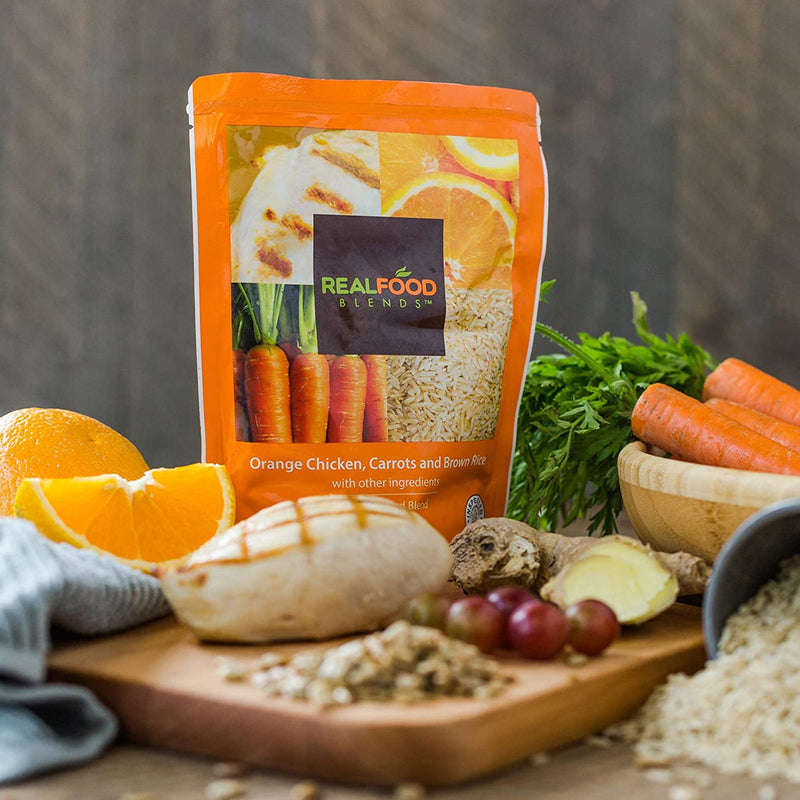 Real Food Blends Pureed Food Blends, Orange Chicken, Carrots & Brown Rice, 9.4 oz. Ready to Use Pouch -Case of 12 Real Food Blends Pureed Food Blends, Orange Chicken, Carrots & Brown Rice, 9.4 oz. Ready to Use Pouch -Case of 12