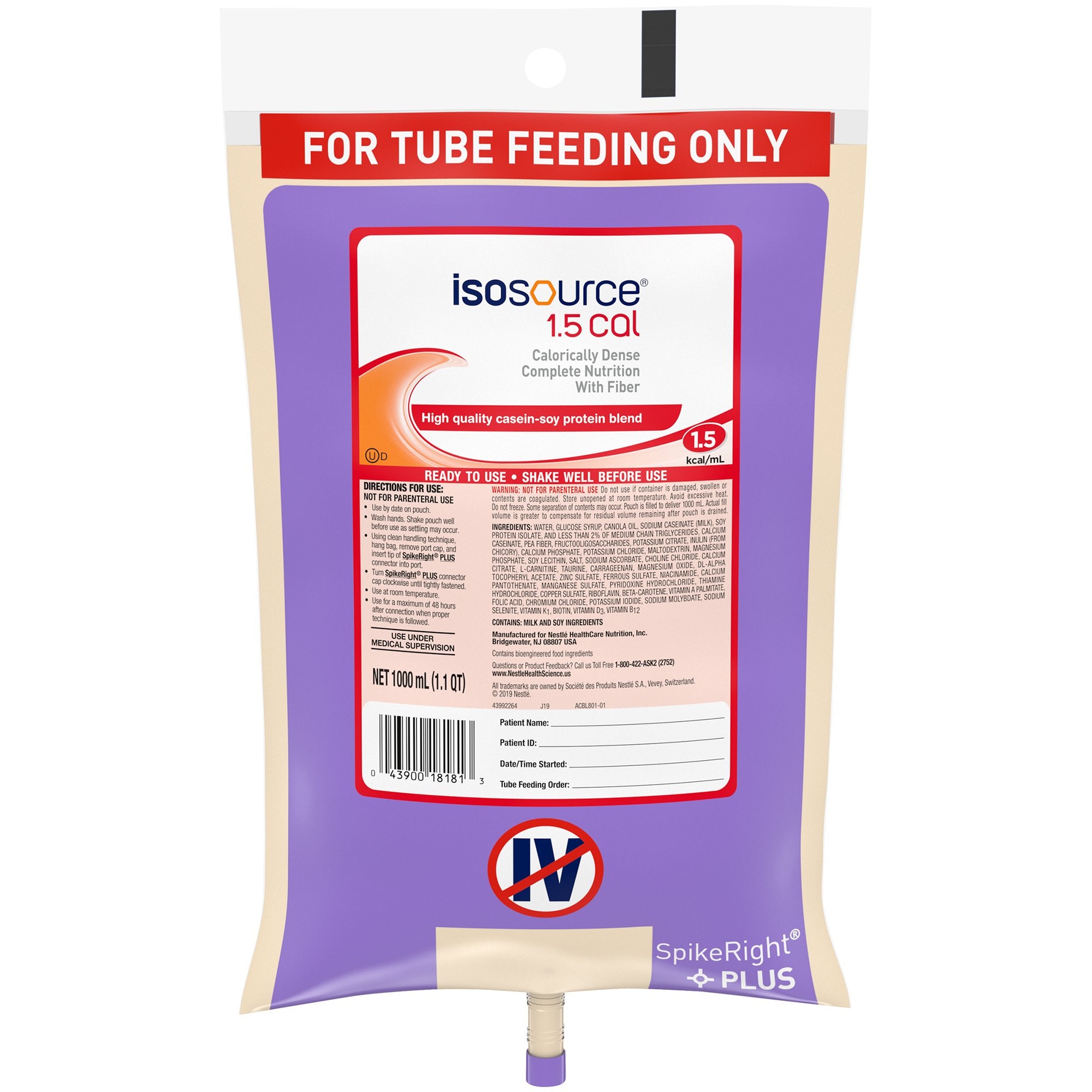 Isosource 1.5 Cal Ready to Hang Tube Feeding Formula, 33.8 oz. Bag -Case of 6 Isosource 1.5 Cal Ready to Hang Tube Feeding Formula, 33.8 oz. Bag -Case of 6