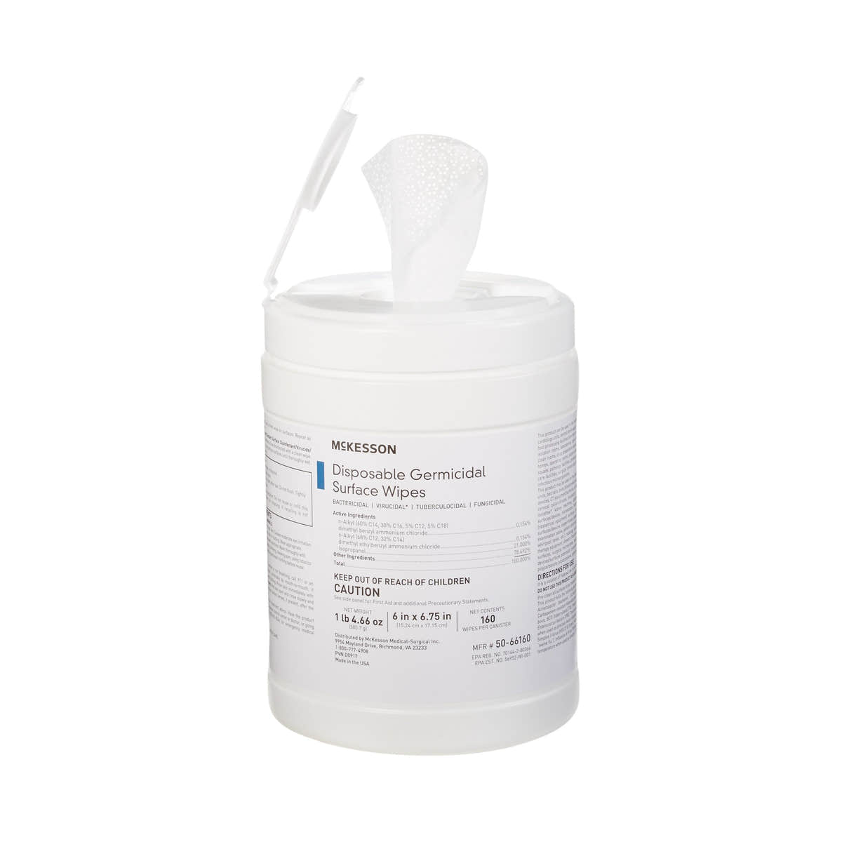 McKesson Surface Disinfectant Wipes, Large Canister -Box of 1 McKesson Surface Disinfectant Wipes, Large Canister -Box of 1
