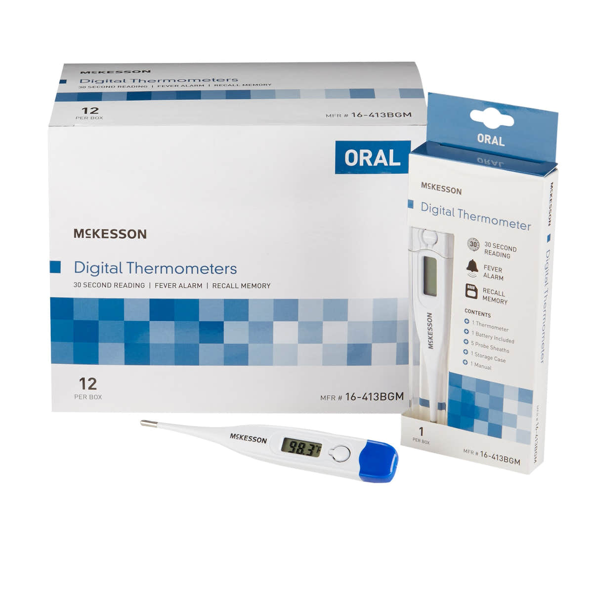 McKesson Oral Digital Thermometer, Blue -Each McKesson Oral Digital Thermometer, Blue -Each