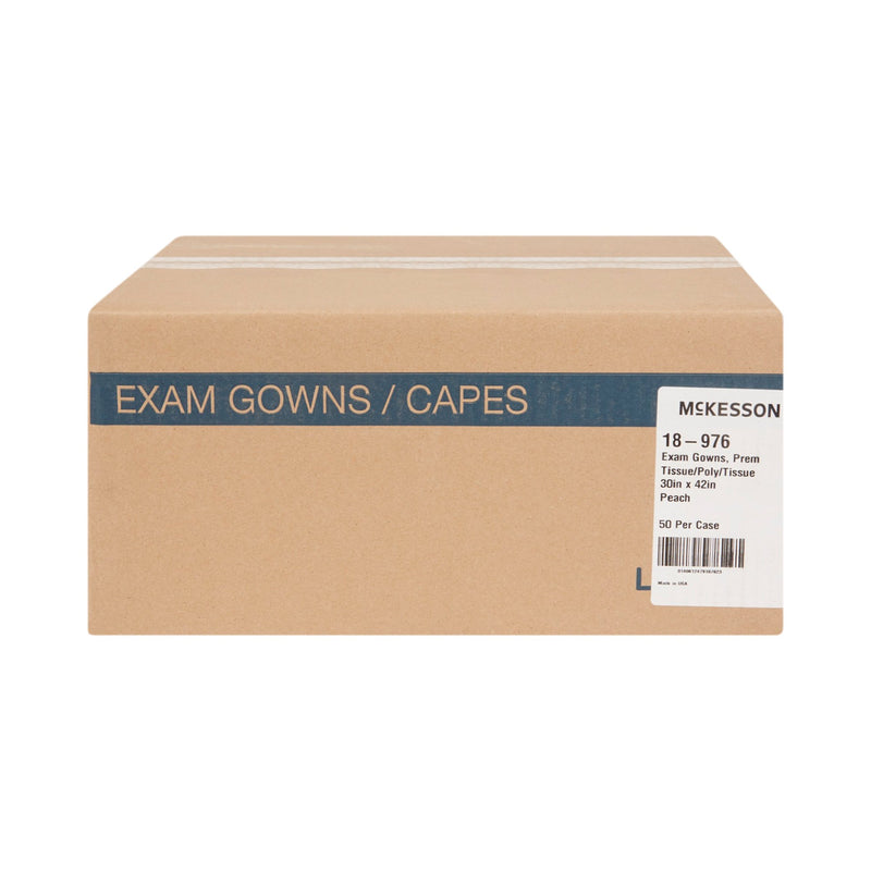 McKesson Patient Exam Gown Open Back, One Size Fits Most, Peach -Case of 50 McKesson Patient Exam Gown Open Back, One Size Fits Most, Peach -Case of 50