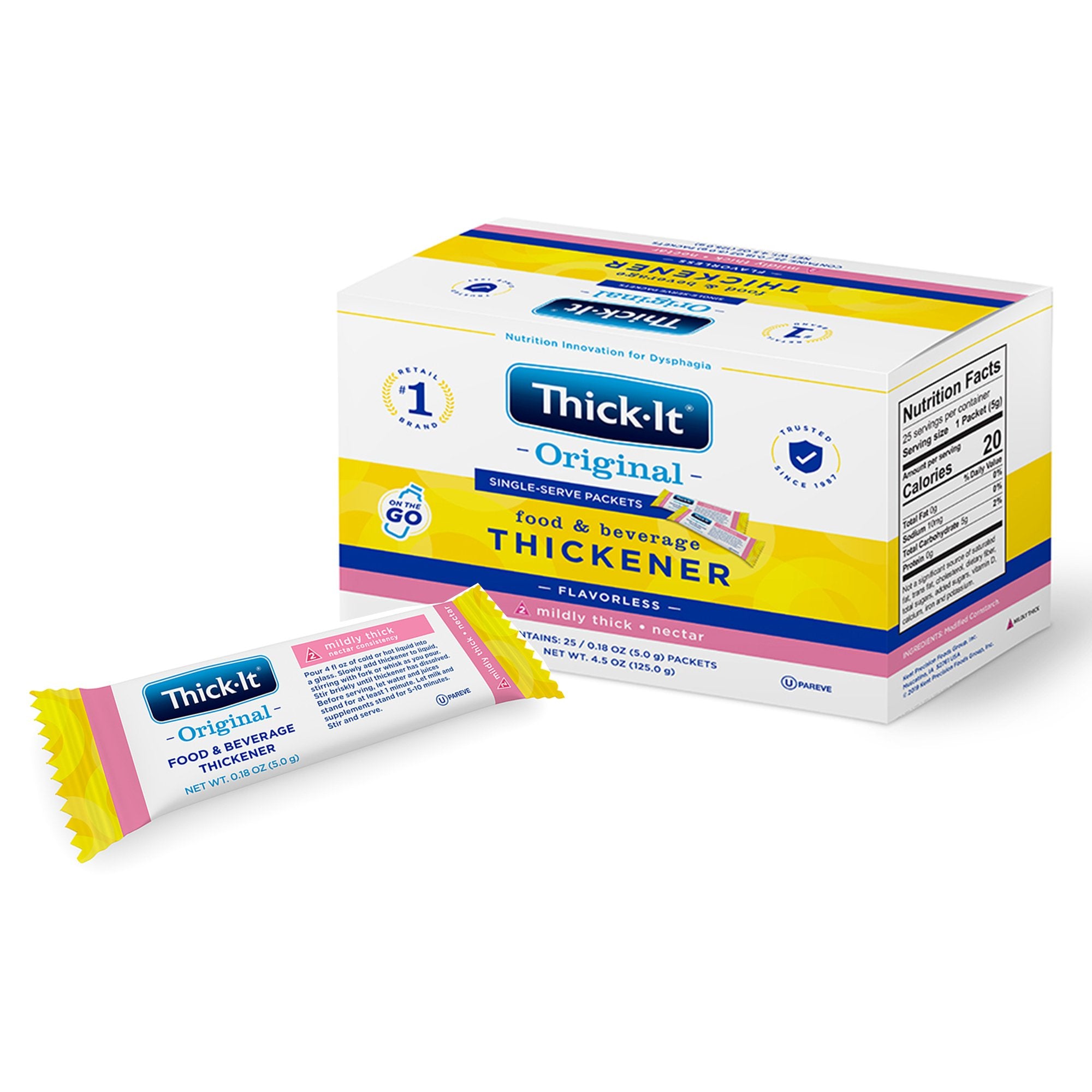 Thick-It Nectar Consistency Food and Beverage Thickener Powder, Unflavored, 5 Gram Individual Packet -Box of 25 Thick-It Nectar Consistency Food and Beverage Thickener Powder, Unflavored, 5 Gram Individual Packet -Box of 25
