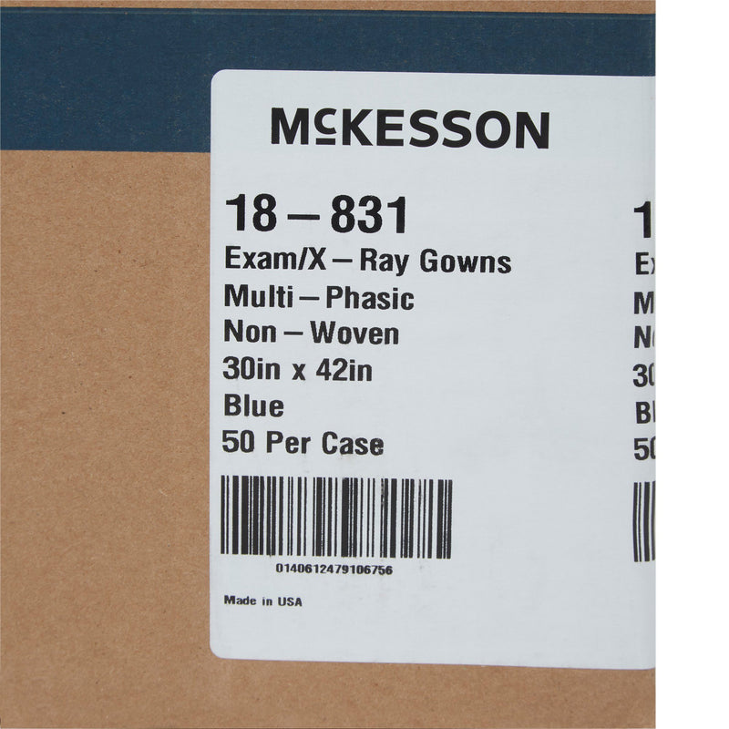 McKesson Patient Exam Gown, One Size Fits Most, Blue -Case of 50 McKesson Patient Exam Gown, One Size Fits Most, Blue -Case of 50