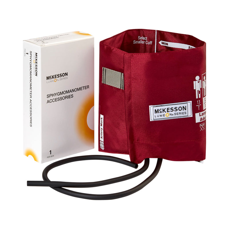 McKesson LUMEON Cuff, 2-Tube Bladder, Burgundy, Large -Case of 15 McKesson LUMEON Cuff, 2-Tube Bladder, Burgundy, Large -Case of 15