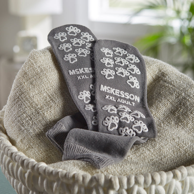 McKesson Terries Adult Slipper Socks Skid-Resistant Tread Sole and Top, 2X-Large, Gray -Case of 48 McKesson Terries Adult Slipper Socks Skid-Resistant Tread Sole and Top, 2X-Large, Gray -Case of 48