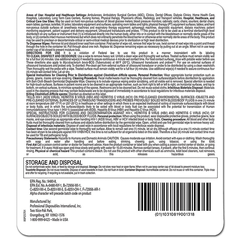 Sani-Cloth Surface Disinfectant Cleaner, 65 Wipes per Canister -Can of 1 Sani-Cloth Surface Disinfectant Cleaner, 65 Wipes per Canister -Can of 1