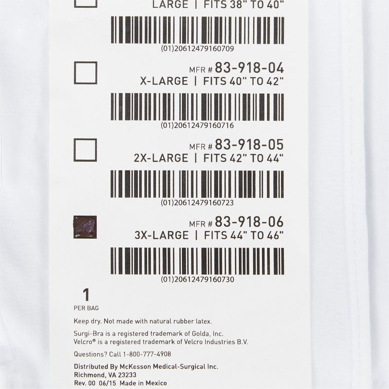 McKesson Post-Surgical Bra, 44-46 Inch -Each McKesson Post-Surgical Bra, 44-46 Inch -Each