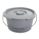 McKesson Commode Bucket With Metal Handle And Cover, 7-1/2 Quart, Gray -Case of 12
