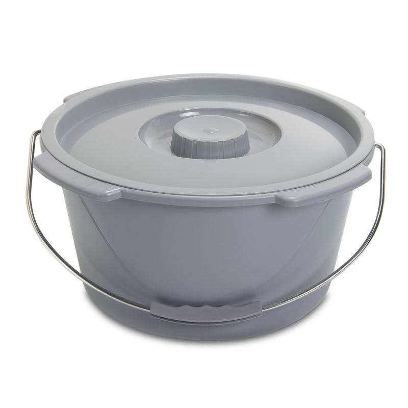 McKesson Commode Bucket With Metal Handle And Cover, 7-1/2 Quart, Gray -Case of 12 McKesson Commode Bucket With Metal Handle And Cover, 7-1/2 Quart, Gray -Case of 12