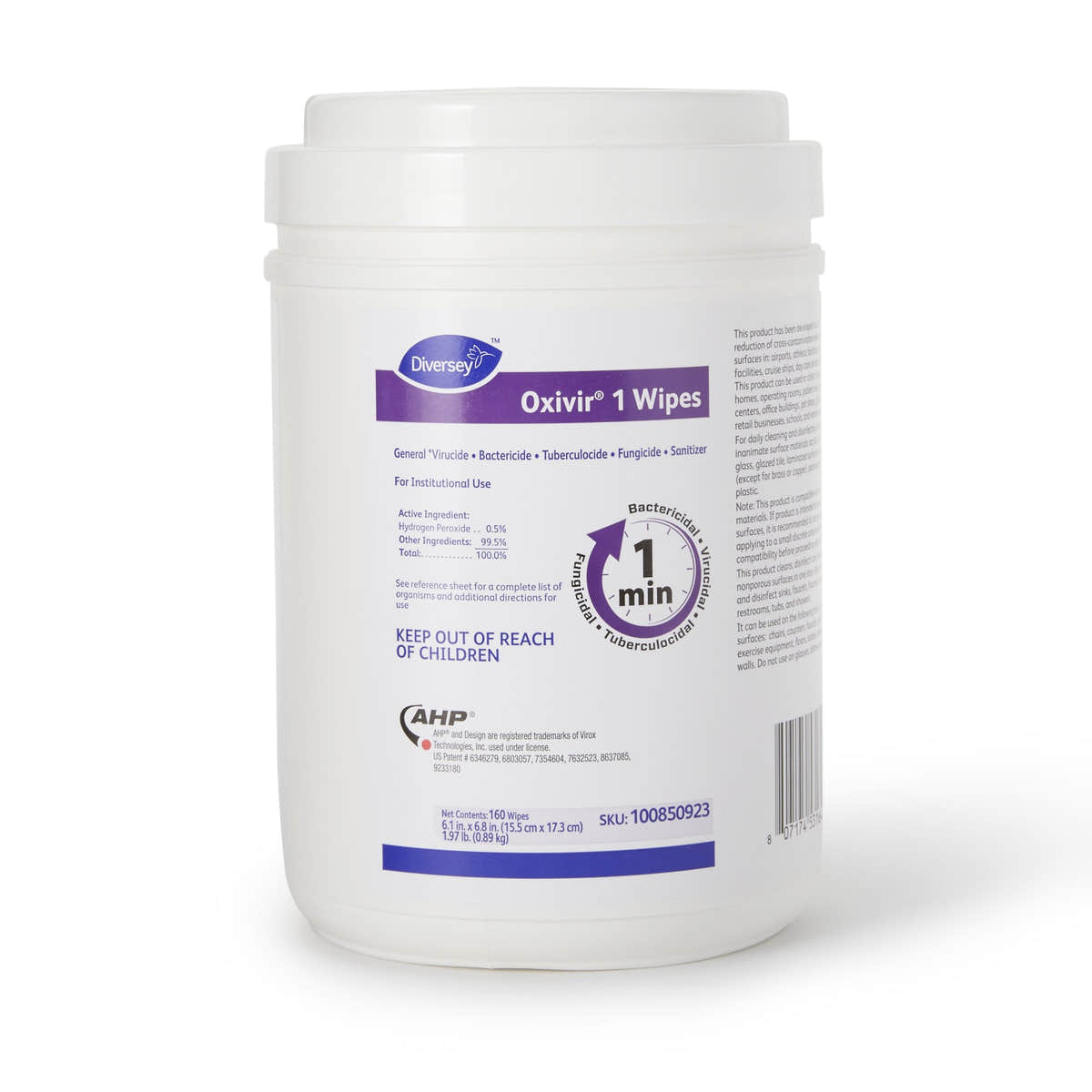 Diversey Oxivir 1 Surface Disinfectant Wipes, 160 count -Carton of 160 Diversey Oxivir 1 Surface Disinfectant Wipes, 160 count -Carton of 160