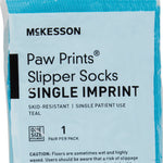McKesson Paw Prints Slipper Socks, Aqua -Case of 96 McKesson Paw Prints Slipper Socks, Aqua -Case of 96