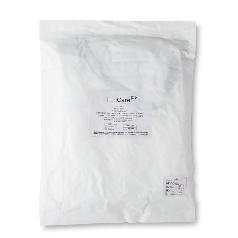 TrueCare Biomedix Chemotherapy Procedure Gown, One Size Fits Most White Sterile ASTM F739-12 Disposable -Carton of 50 TrueCare Biomedix Chemotherapy Procedure Gown, One Size Fits Most White Sterile ASTM F739-12 Disposable -Carton of 50