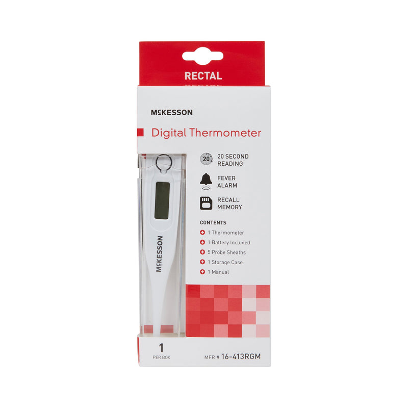 McKesson Rectal Digital Thermometer, Red -Each McKesson Rectal Digital Thermometer, Red -Each