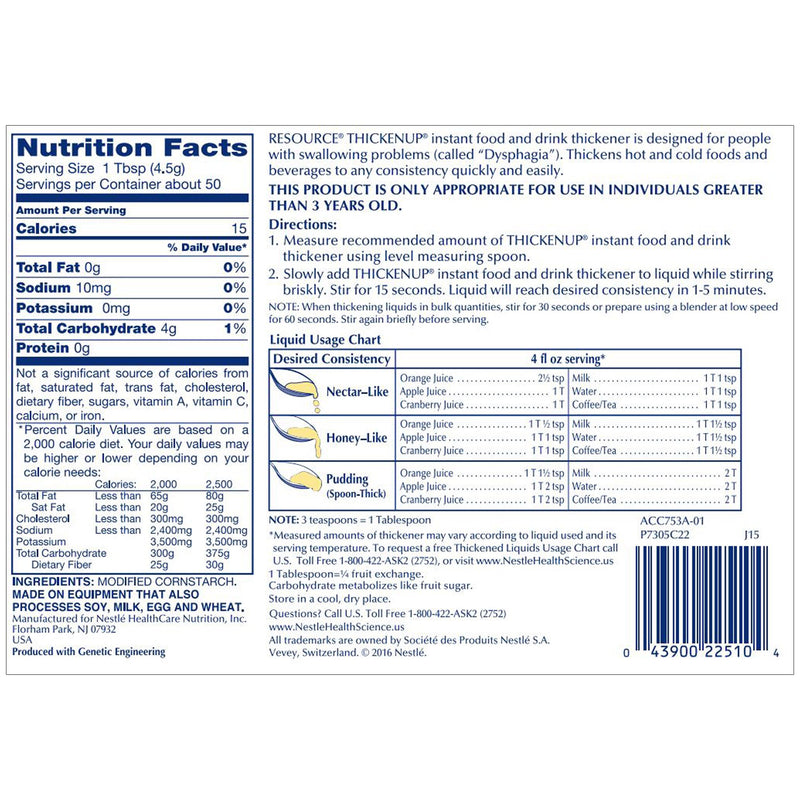 Resource ThickenUp Food and Beverage Thickener, 8 oz. Canister -Case of 12 Resource ThickenUp Food and Beverage Thickener, 8 oz. Canister -Case of 12