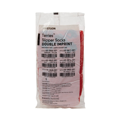 McKesson Terries Adult Slipper Socks Skid-Resistant Tread Sole and Top, X-Large -Case of 48 McKesson Terries Adult Slipper Socks Skid-Resistant Tread Sole and Top, X-Large -Case of 48