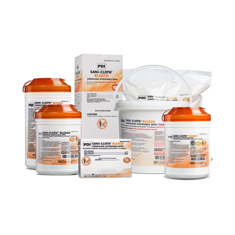 Sani-Cloth Surface Disinfectant Cleaner Bleach Wipe, Disposable, 7.5 X 15 Inch, Pail, Chlorine Scent -Can of 1 Sani-Cloth Surface Disinfectant Cleaner Bleach Wipe, Disposable, 7.5 X 15 Inch, Pail, Chlorine Scent -Can of 1