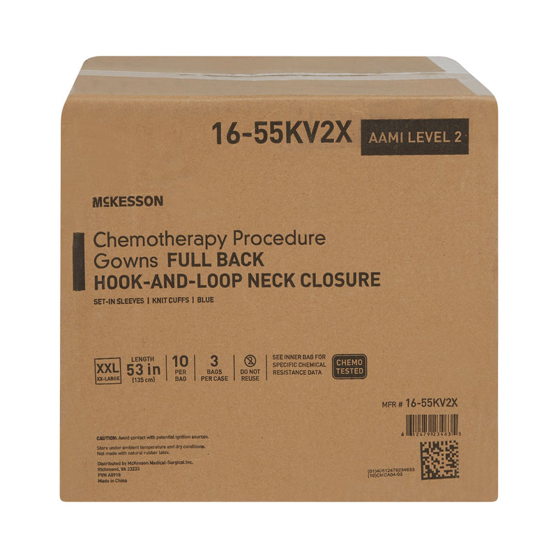 McKesson Chemotherapy Procedure Gown, 2X-Large, Blue -Case of 30 McKesson Chemotherapy Procedure Gown, 2X-Large, Blue -Case of 30