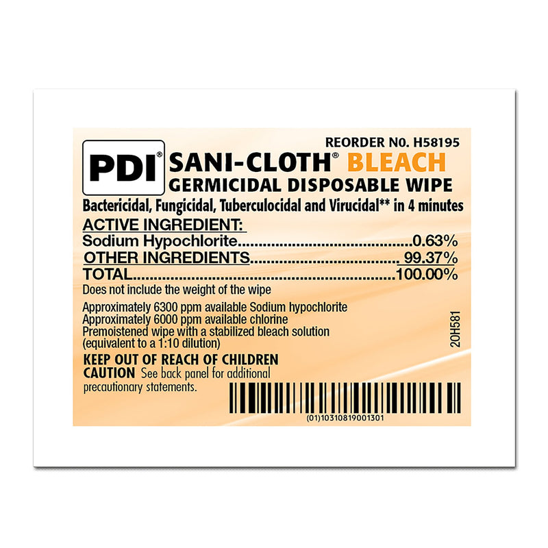 Sani-Cloth Bleach Surface Disinfectant Cleaner Bleach Wipe, 400 Individual Packets per Pack -Case of 400 Sani-Cloth Bleach Surface Disinfectant Cleaner Bleach Wipe, 400 Individual Packets per Pack -Case of 400