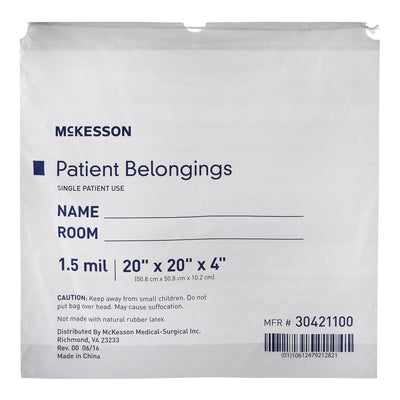 McKesson Patient Belongings Bag, White -Case of 250 McKesson Patient Belongings Bag, White -Case of 250