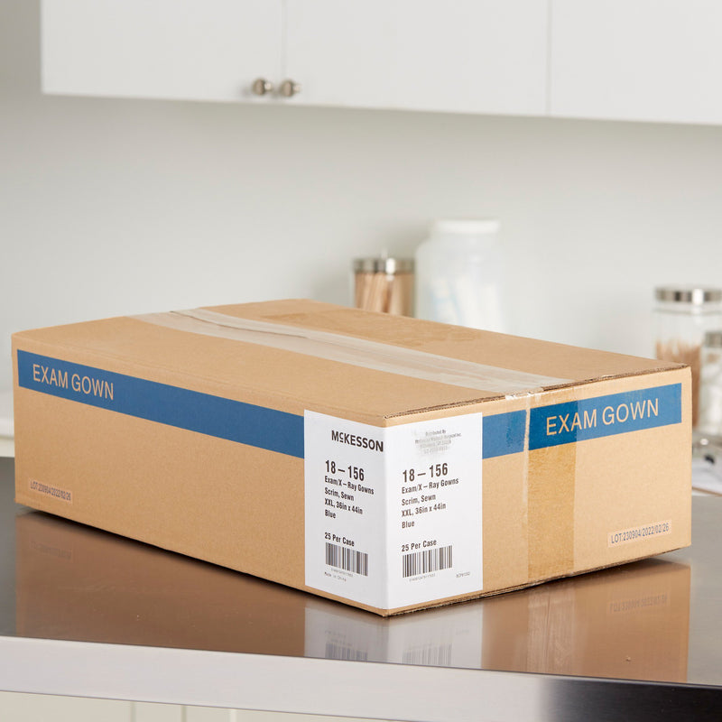 McKesson Patient Exam Gown, 2X-Large, Blue -Case of 25 McKesson Patient Exam Gown, 2X-Large, Blue -Case of 25