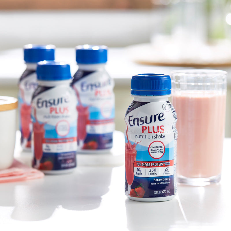 Ensure Plus Nutrition Shake, Strawberry, 8 oz. Bottle -Each Ensure Plus Nutrition Shake, Strawberry, 8 oz. Bottle -Each