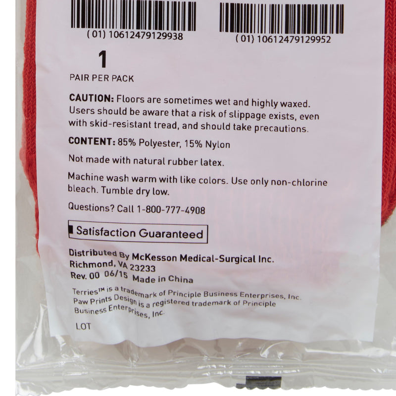 McKesson Terries Adult Slipper Socks, X-Large, Red -Case of 48 McKesson Terries Adult Slipper Socks, X-Large, Red -Case of 48