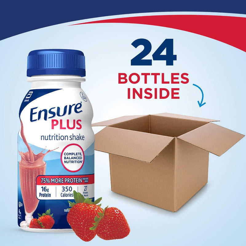 Ensure Plus Nutrition Shake, Strawberry, 8 oz. Bottle -Each Ensure Plus Nutrition Shake, Strawberry, 8 oz. Bottle -Each