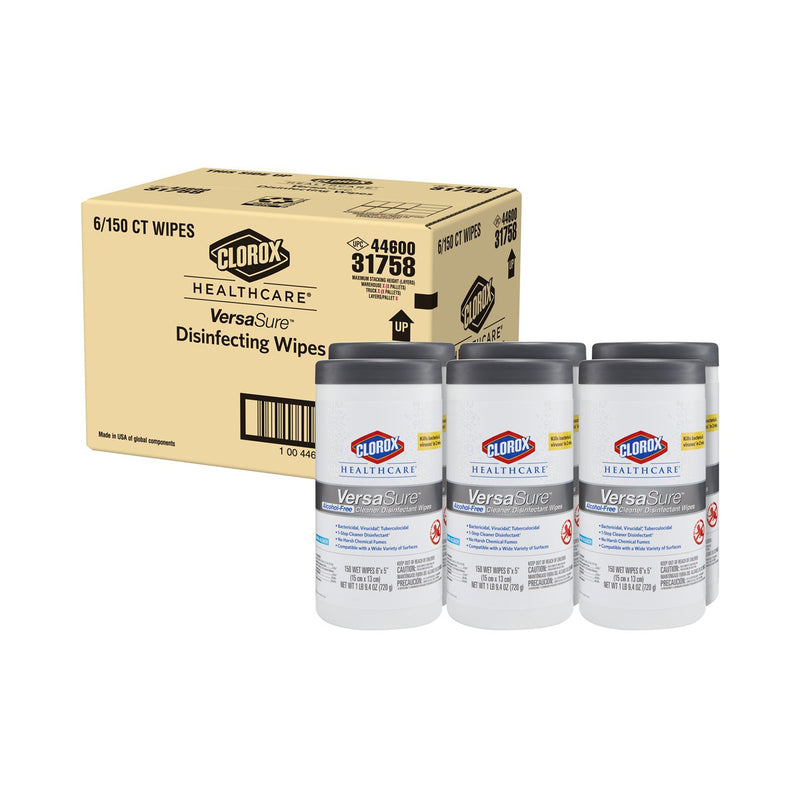 Clorox Healthcare VersaSure Surface Disinfectant Wipes, 150 Count Cannister -Carton of 1 Clorox Healthcare VersaSure Surface Disinfectant Wipes, 150 Count Cannister -Carton of 1