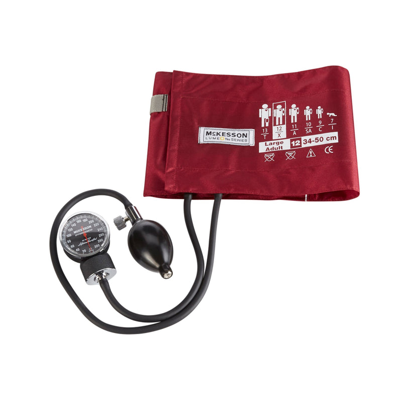 McKesson LUMEON Deluxe Aneroid Sphygmomanometer, Burgundy, Adult, Arm -Case of 20 McKesson LUMEON Deluxe Aneroid Sphygmomanometer, Burgundy, Adult, Arm -Case of 20