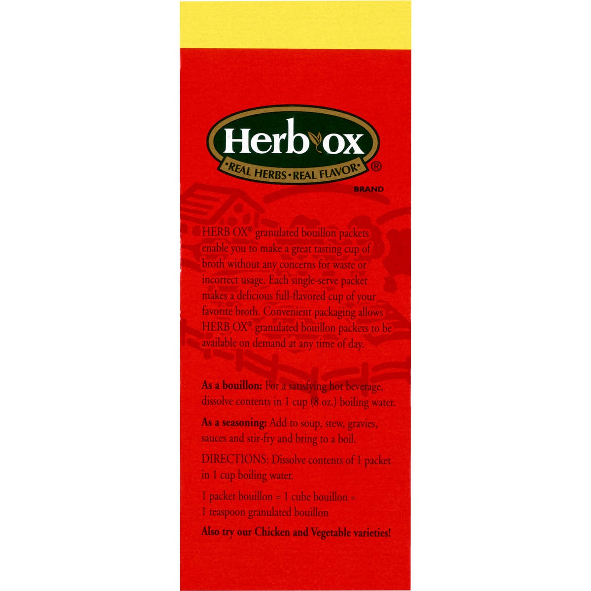 Herb-Ox Beef Bouillon Sodium Free Instant Broth -Box of 50 Herb-Ox Beef Bouillon Sodium Free Instant Broth -Box of 50