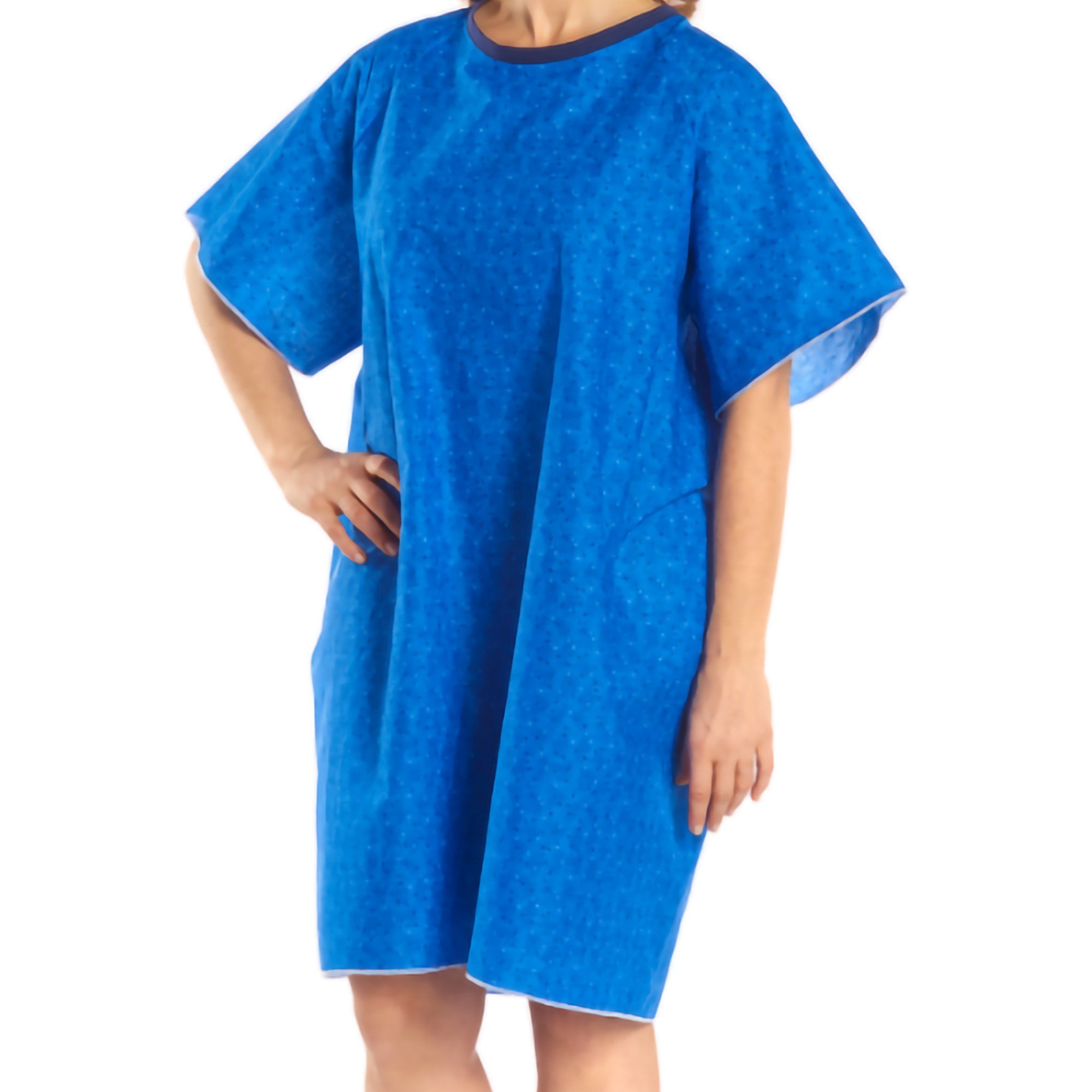 TieBack Patient Exam Gown, Blue Marble Print -Each TieBack Patient Exam Gown, Blue Marble Print -Each