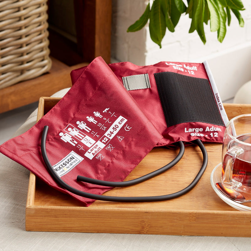 McKesson LUMEON Cuff, 2-Tube Bladder, Burgundy, Large -Case of 15 McKesson LUMEON Cuff, 2-Tube Bladder, Burgundy, Large -Case of 15
