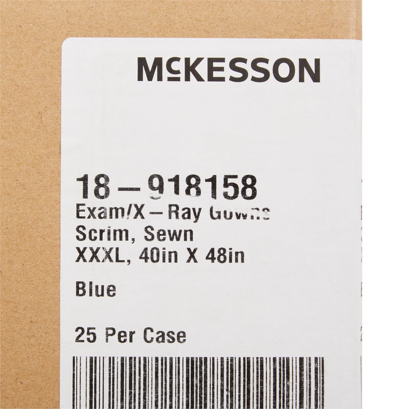 McKesson Patient Exam Gown, 3X-Large, Blue -Case of 25 McKesson Patient Exam Gown, 3X-Large, Blue -Case of 25