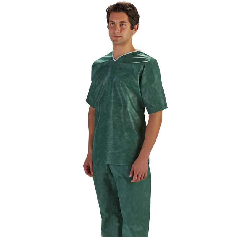 Graham Medical Scrub Shirt Without Pockets Short Sleeve, X-Large, Green -Case of 30 Graham Medical Scrub Shirt Without Pockets Short Sleeve, X-Large, Green -Case of 30