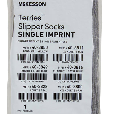 McKesson Terries Adult Slipper Socks, 2X-Large, Gray -Case of 48 McKesson Terries Adult Slipper Socks, 2X-Large, Gray -Case of 48