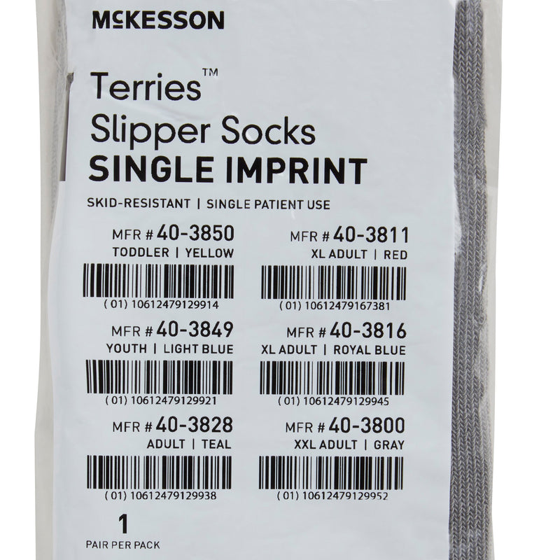 McKesson Terries Adult Slipper Socks, 2X-Large, Gray -Case of 48 McKesson Terries Adult Slipper Socks, 2X-Large, Gray -Case of 48